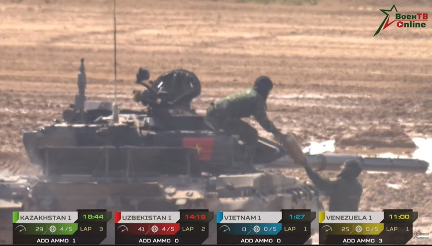 Năm nay, bảng 1 của Tank Biathlon bao gồm các đội thi Azerbaijan, Belarus, Venezuela, Việt Nam, Kazakhstan, Nga, Kyrgyzstan, Trung Quốc, Uzbekistan, Mông Cổ.