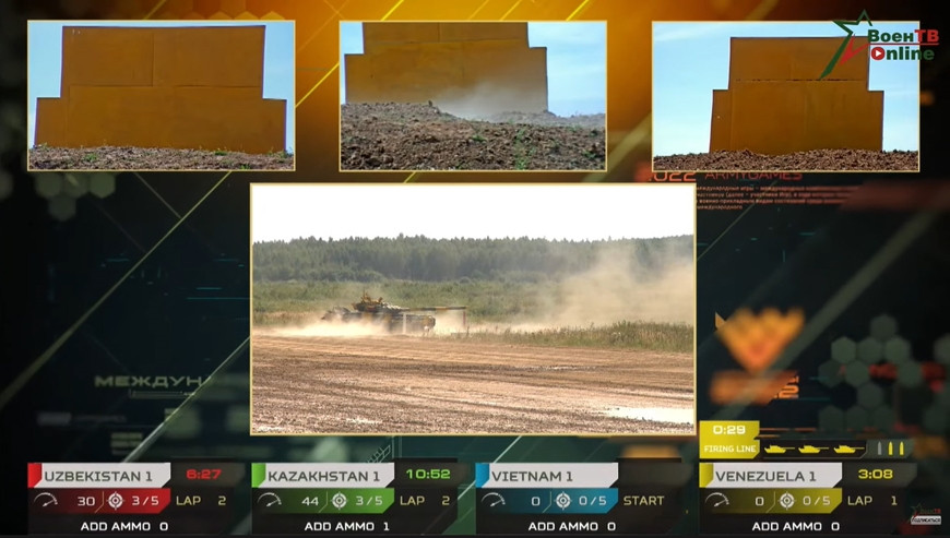 Ngoại trừ Trung Quốc sử dụng xe tăng Type 96B tự mang theo, các đội thi đấu còn lại đều sử dụng xe tăng do nước chủ nhà Nga cho mượn.