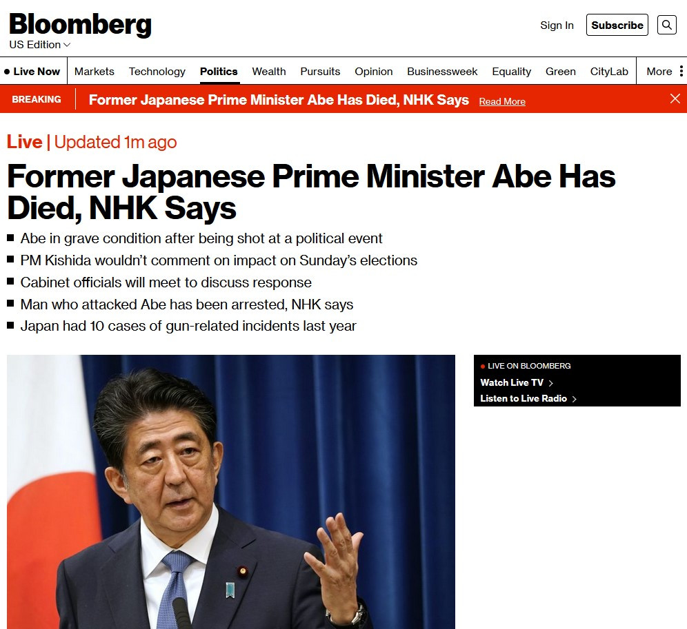 Cuu Thu tuong Nhat Ban Shinzo Abe da qua doi
