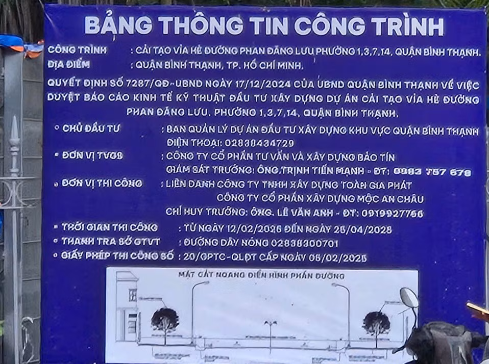 TP HCM: Cong trinh cai tao via he duong Phan Dang Luu dang thi cong ra sao?