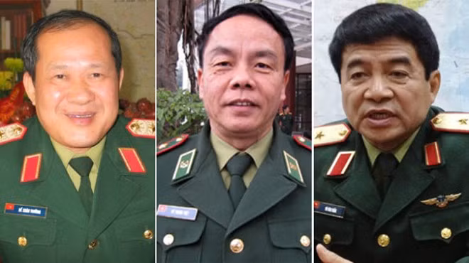 Từ trái qua: Ông Bế Xuân Trường - thứ trưởng Bộ Quốc phòng, ông Võ Trọng Việt - Thứ trưởng Bộ Quốc phòng và ông Võ Văn Tuấn - Phó tổng tham mưu trưởng QĐND Việt Nam.