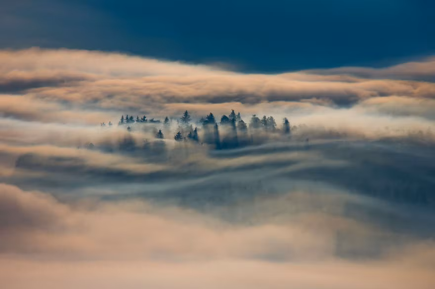 Sẽ không quá lời khi miêu tả những tia nắng mặt trời đẹp như thứ ánh sáng từ thiên đường. Xuyên qua màn sương mỏng, những tia nắng khiến cả bầu trời ở Slovenia đẹp như chốn tiên cảnh.