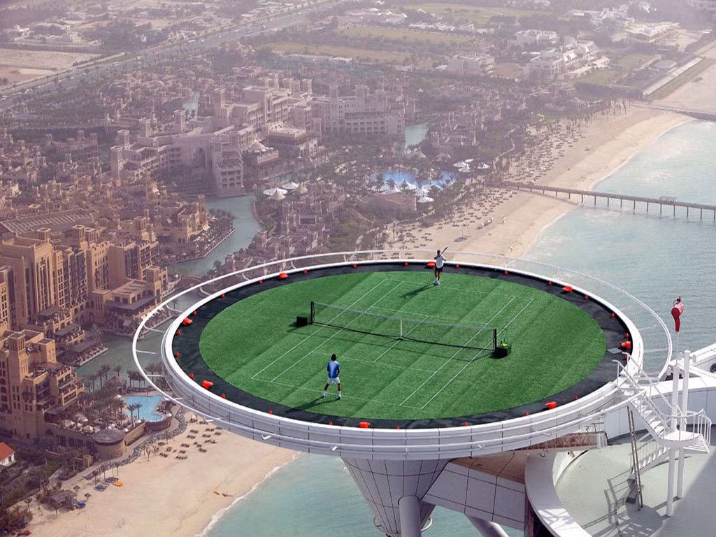 Sân tennis lơ lửng giữa bầu trời ở Dubai.