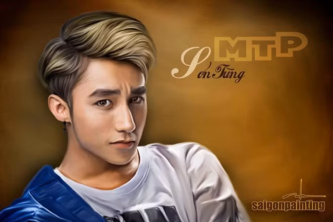 Bức tranh vẽ Sơn Tùng MTP của Công Hưng được nhận xét là rất sống động. Ảnh: NVCC.