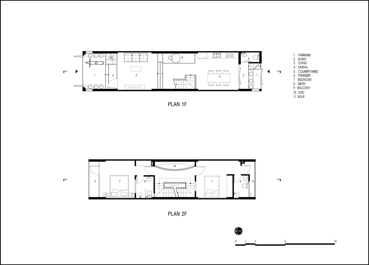 Mặt bằng tầng một và tầng hai.