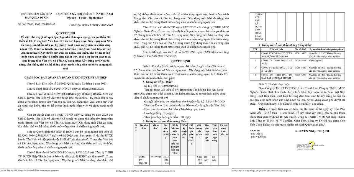 Kiên Giang: Cty Cao Phát Châu Thành ngược dòng thắng thầu tại Tân Hiệp Kien Giang: Cty Cao Phat Chau Thanh nguoc dong thang thau tai Tan Hiep