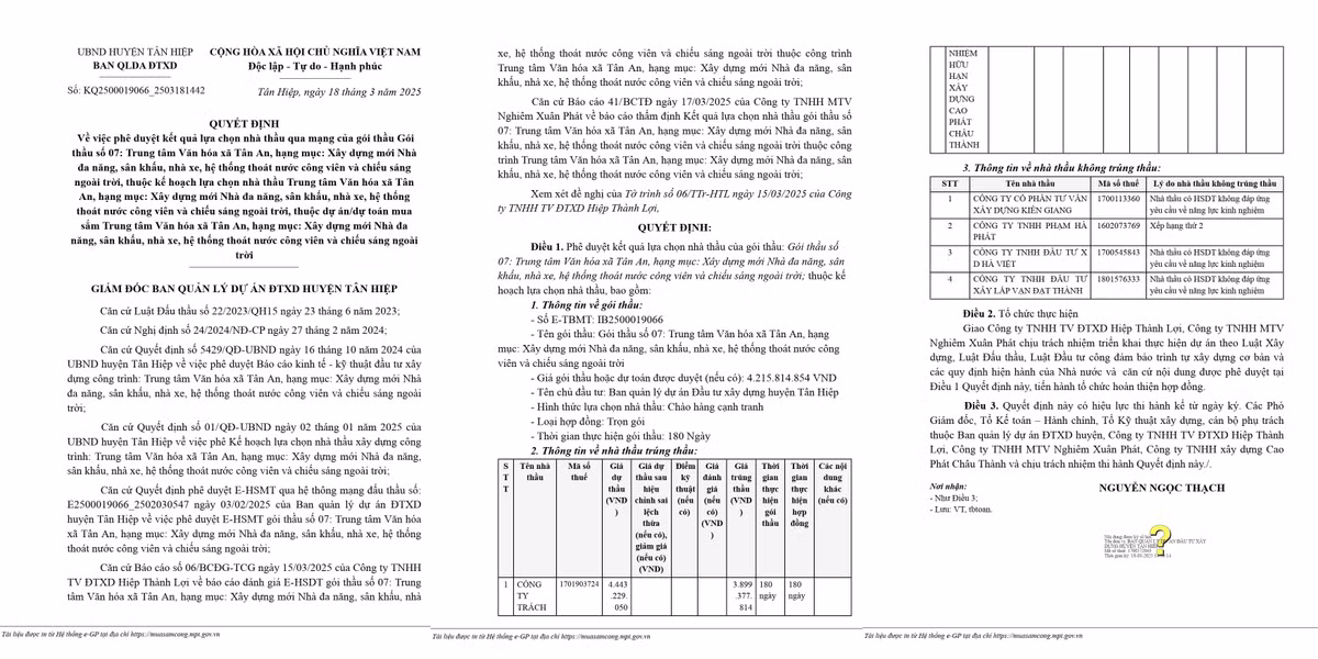 Kiên Giang: Cty Cao Phát Châu Thành ngược dòng thắng thầu tại Tân Hiệp Kien Giang: Cty Cao Phat Chau Thanh nguoc dong thang thau tai Tan Hiep