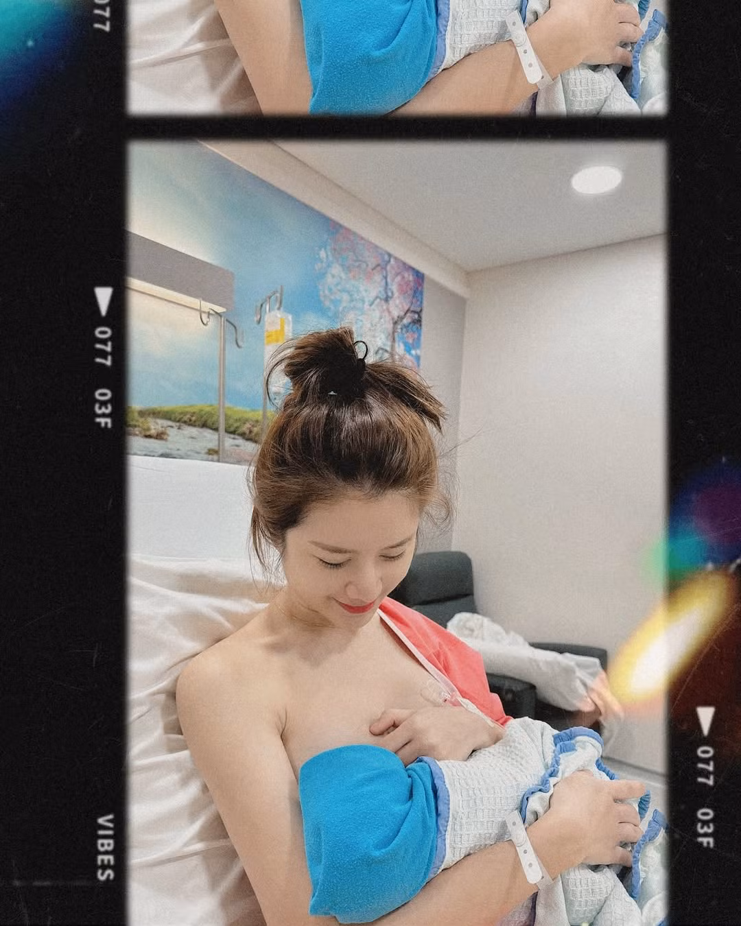 Sau khi sinh con thứ 3, cô giữ nguyên thói quen của mình, cho con bú ngay khi còn nằm trên giường bệnh viện với lời nhắn nhủ các bà mẹ ăn uống đủ chất để đảm bảo dinh dưỡng cho em bé.