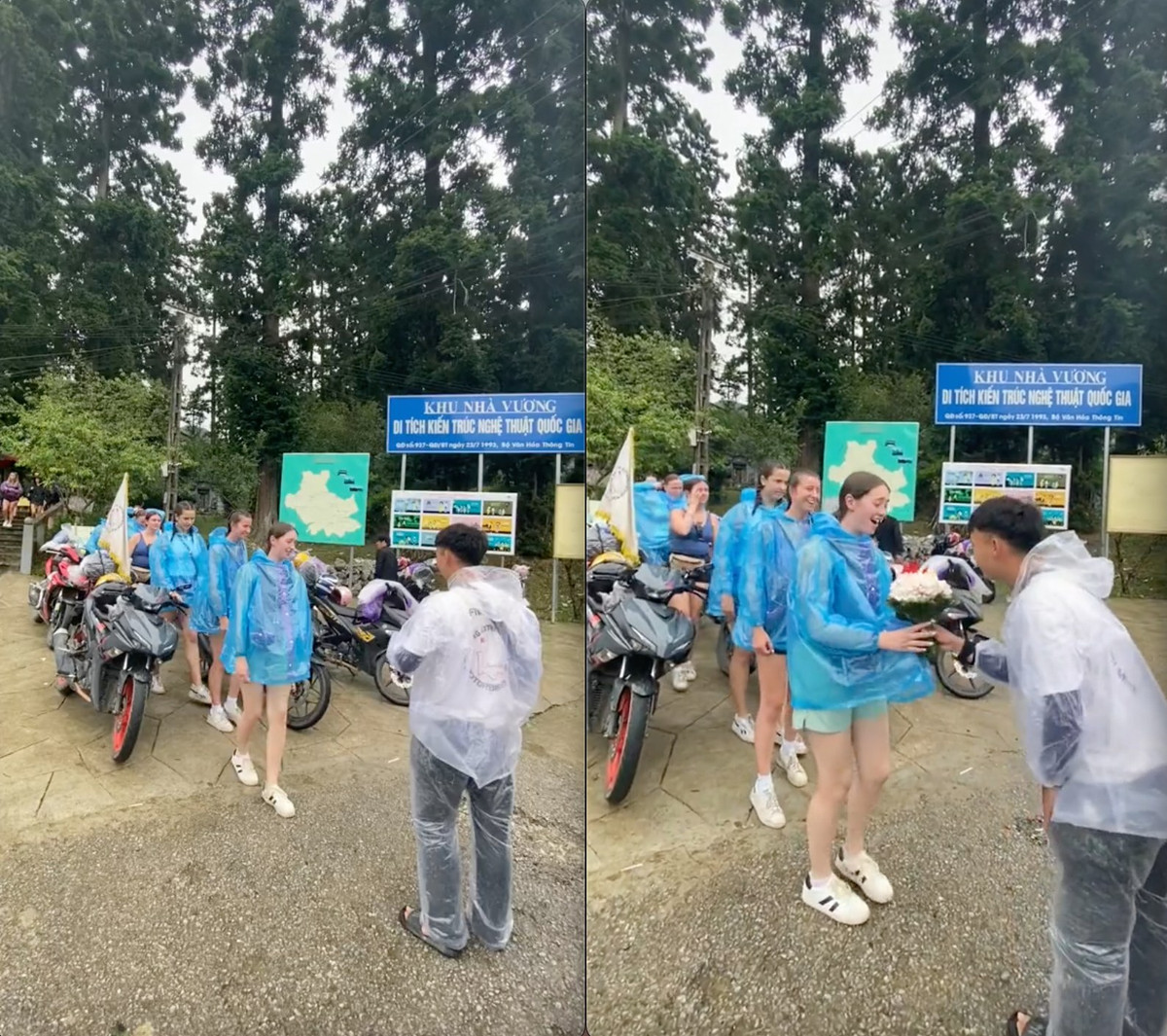 Mới đây, một đoạn video ghi lại hình ảnh đẹp khi một nhóm anh xe ôm tặng quà cho du khách đã thu hút sự chú ý của netizen. (Ảnh: my.name.travel)