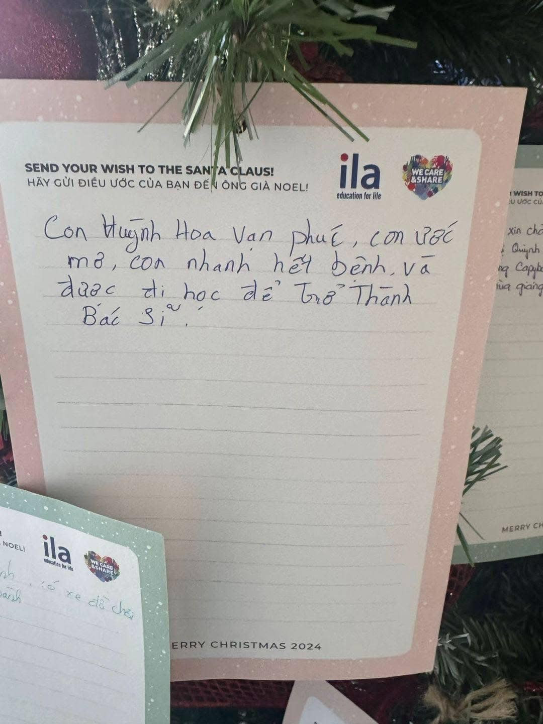 “Con ước mơ con nhanh hết bệnh và được đi học để trở thành bác sĩ.”