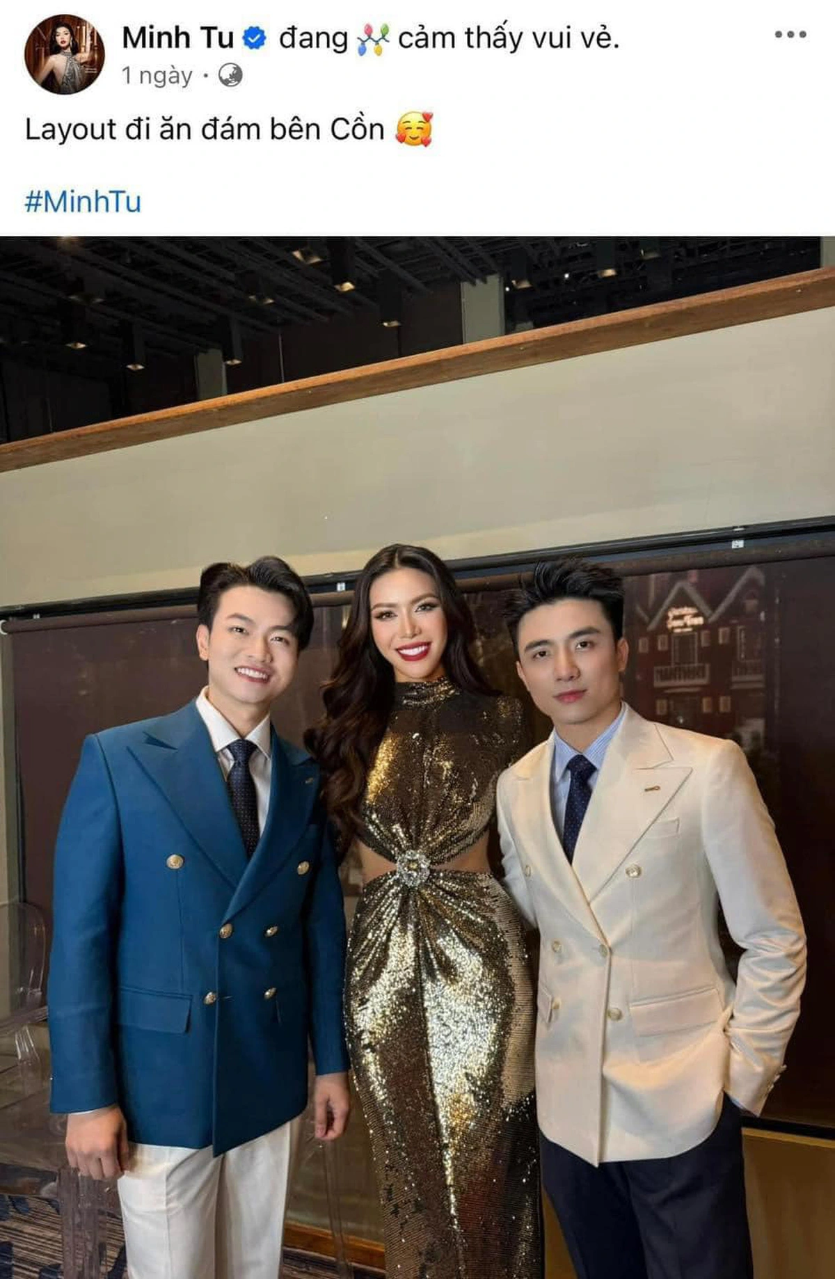 Người mẫu Minh Tú cũng lên đồ đi ăn đám giỗ.