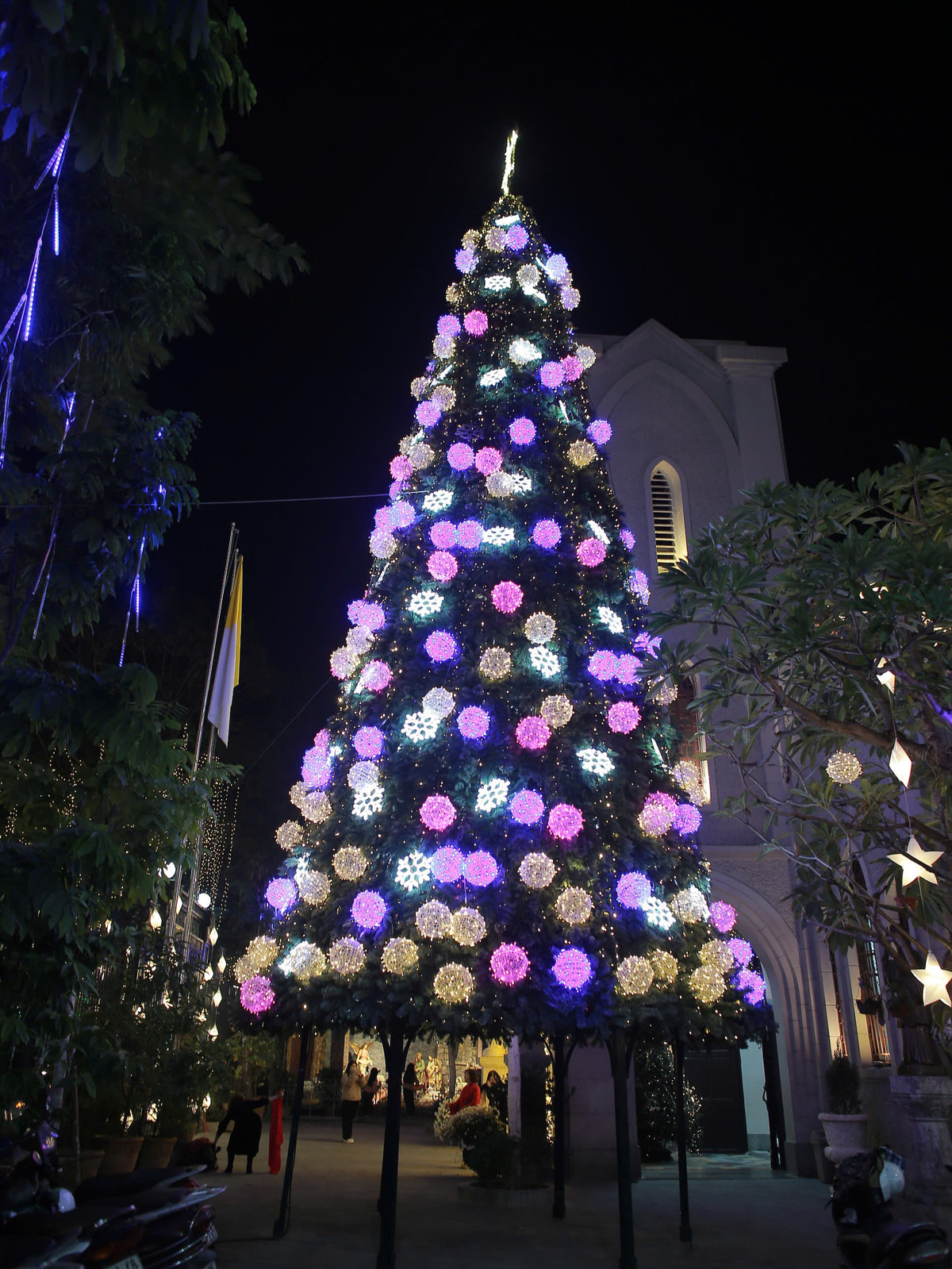 Hiện tại, giáo xứ Hàm Long đang là điểm đến thu hút rất nhiều người dân và du khách đến tham quan, chụp ảnh nhà thờ và cây thông Noel "khổng lồ".