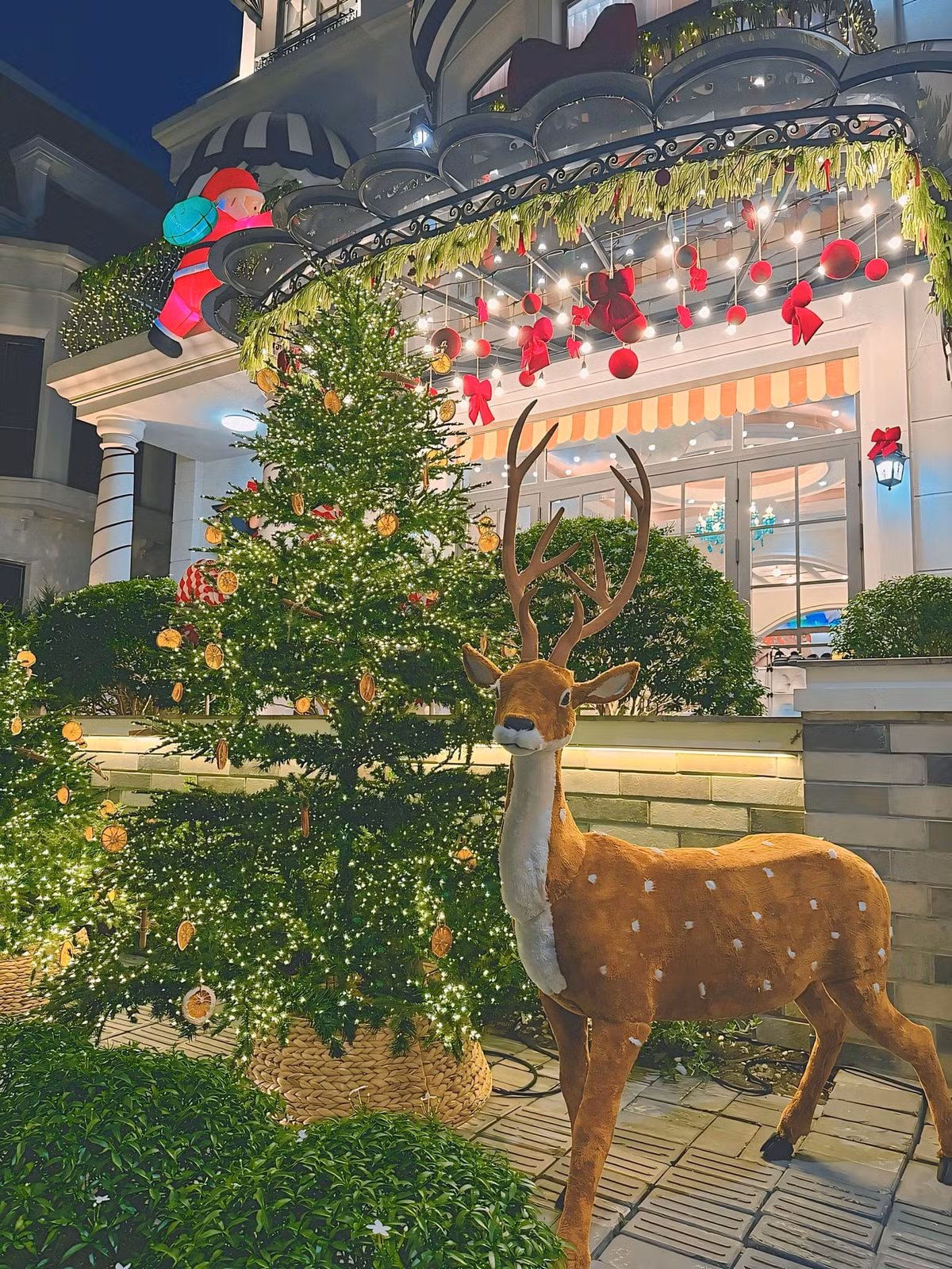 Vị nữ đại gia cũng đầu tư mô hình ông già Noel trèo ống khói để vào nhà hay con tuần lộc kéo xe cho ông già Noel.