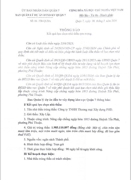 TP. HCM: Cty xây dựng PHD 1 tháng trúng 3 gói thầu tại Quận 7 - Hình 4 TP. HCM: Cty xay dung PHD 1 thang trung 3 goi thau tai Quan 7-Hinh-4