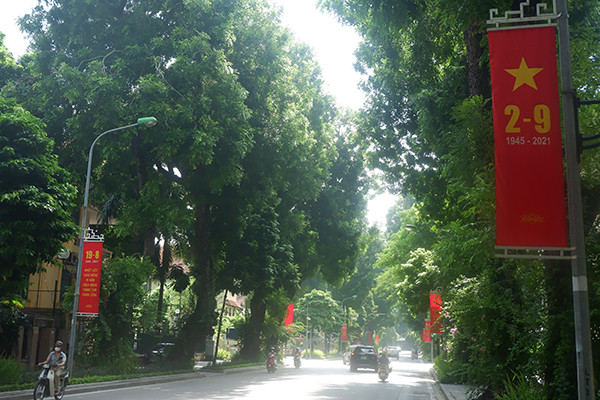 Băng rôn chào mừng Quốc khánh 2/9 tại đường Lê Hồng Phong