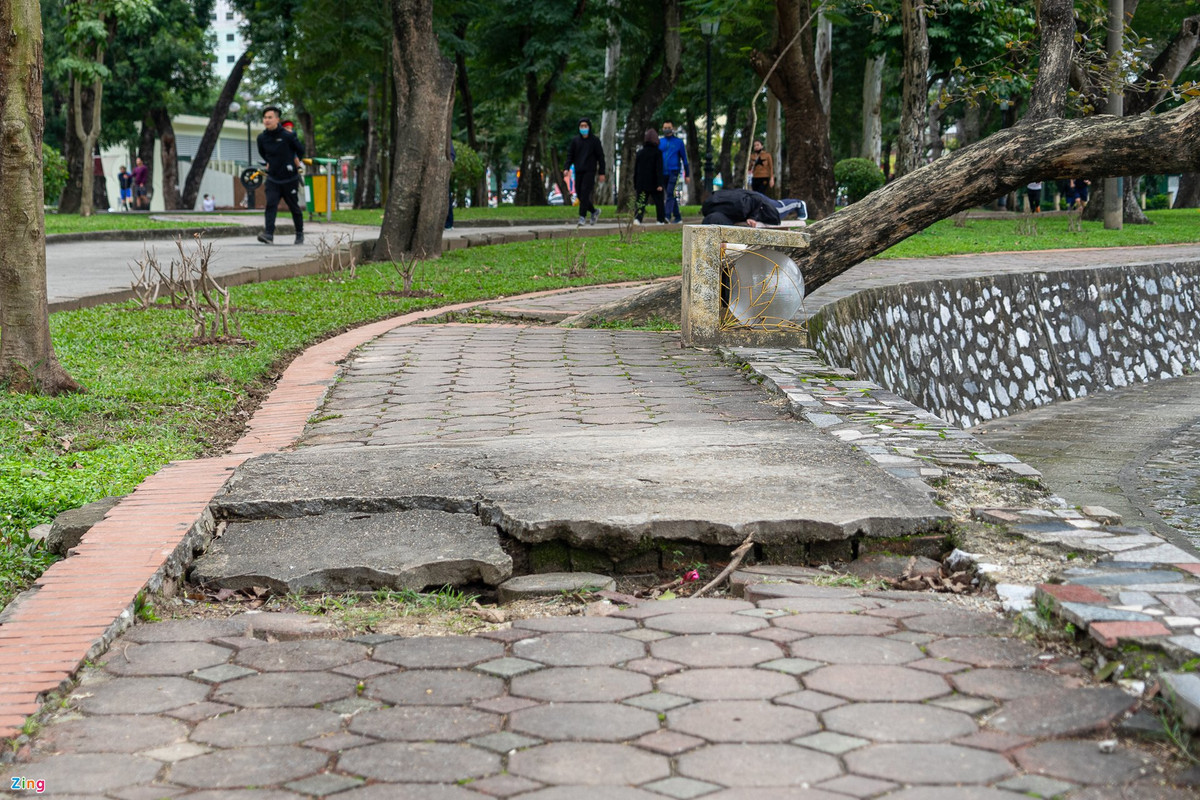 Nguyễn Duy Bộ (19 tuổi, sinh viên) chia sẻ anh suýt ngã khi bất ngờ bị sụt chân vào đoạn đường hỏng trong lúc đi dạo. "Tôi thấy công viên có nhiều đoạn đường không bằng phẳng, gạch đá lát đường thì vỡ ra, gây nguy hiểm cho người dân, đặc biệt trẻ em và người lớn tuổi", Bộ nói.