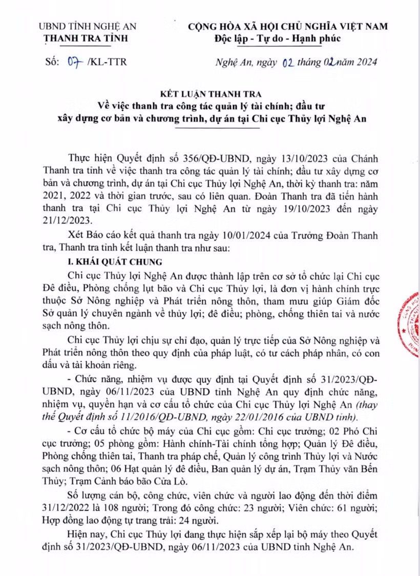 Nhiều sai phạm tại Chi cục Thuỷ lợi Nghệ An - Hình 2 Nhieu sai pham tai Chi cuc Thuy loi Nghe An-Hinh-2