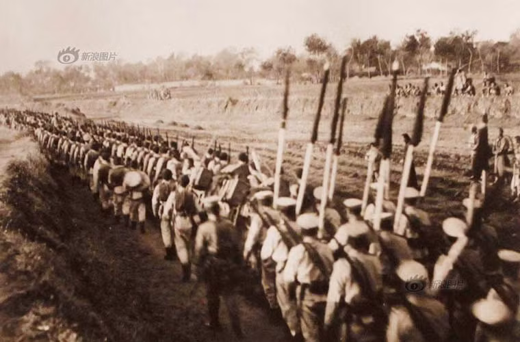 Tháng 5/1905, việc luyện binh của 6 trấn ở Bắc Dương đã hoàn thành, lúc này đã có khoảng gần 7 vạn người trải qua khóa huấn luyện. Trong ảnh là đội quân thường bị Kinh Kỳ sau khi được biên chế thành trấn thứ 1, thuộc lục quân đang cùng diễn tập với trấn thứ 6 tại Trác Châu.