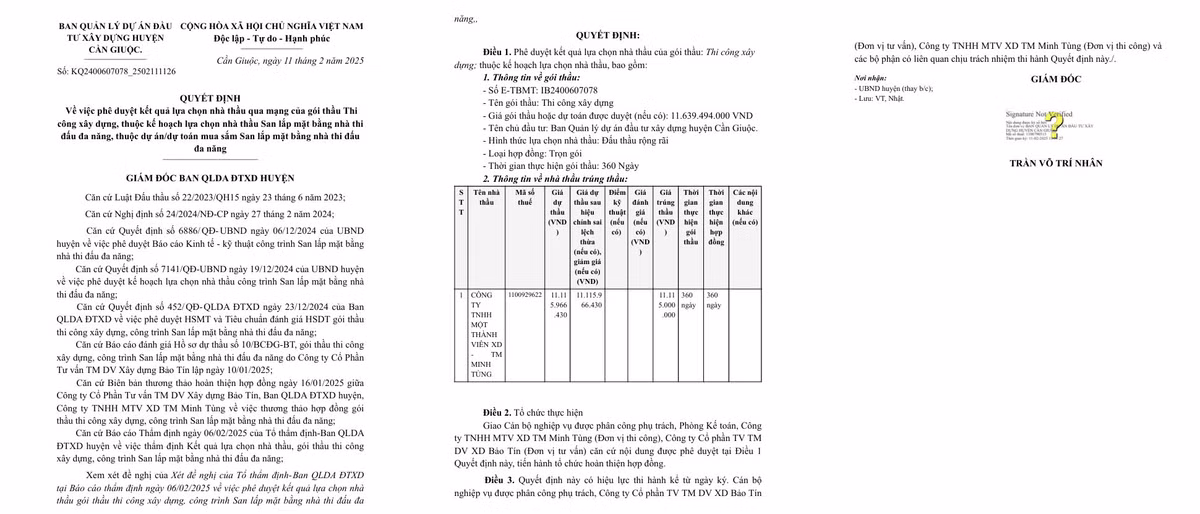 Long An: Nang luc Cty Minh Tung trung goi thau hon 11 ty tai Can Giuoc