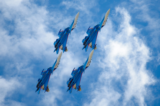 Hiện tại trong biên chế của đội bay này đang có 8 chiếc Su-30SM được đánh số từ 30 tới 37. Nguồn ảnh: Rumil.