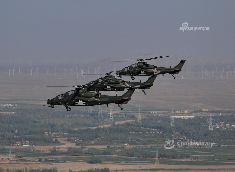 Được bắt đầu sản xuất từ năm 2003 tới nay, hiện tại Trung Quốc đang có ít nhất 260 trực thăng tấn công loại này. Nguồn ảnh: Sina.