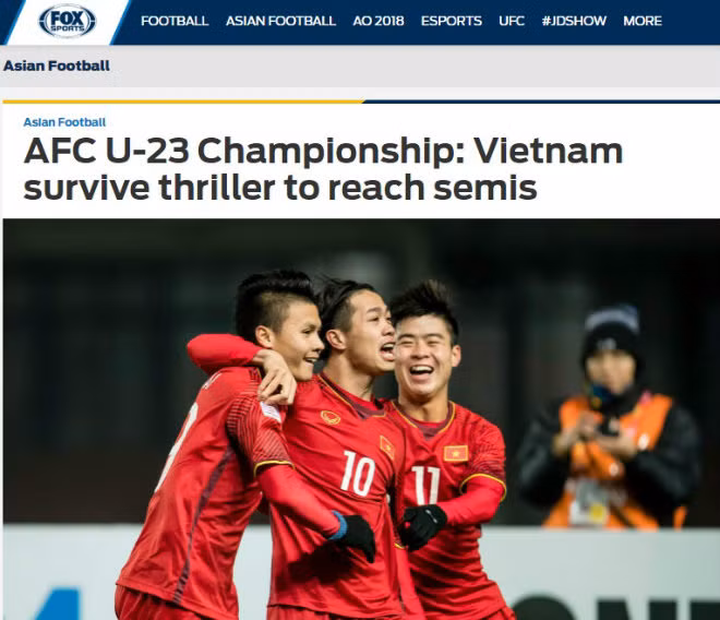 Hình ảnh của Công Phượng cùng các đồng đội U23 Việt Nam xuất hiện trên rất nhiều mặt báo quốc tế.