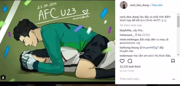 Hình ảnh gây xôn xao trên trang cá nhân của Tiến Dũng.