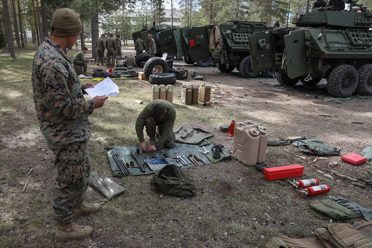Trong năm nay, ngoài các loại xe tăng chiến đấu chủ lực còn có cả các xe thiết giáp bánh lốp - cung cấp tốc độ di chuyển cao trên chiến trường, phù hợp với kịch bản tập trận chung trong năm nay. Nguồn ảnh: BI.