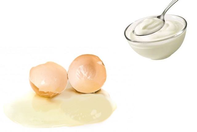 Với những người có làn da bóng dầu, bạn hãy sử dụng 1 thìa sữa chua và 1 lòng trắng trứng gà. Ảnh: howtoxp.