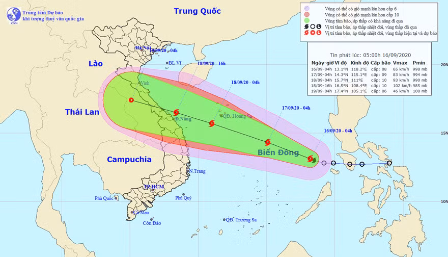 Ap thap manh len thanh bao, di chuyen theo huong Tay Tay Bac