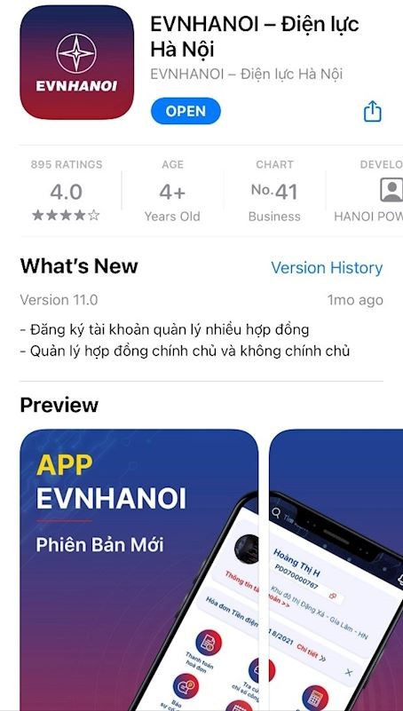 Khách hàng chủ động theo dõi lượng điện tiêu thụ trên app EVNHANOI - Hình 2 Khach hang chu dong theo doi luong dien tieu thu tren app EVNHANOI-Hinh-2