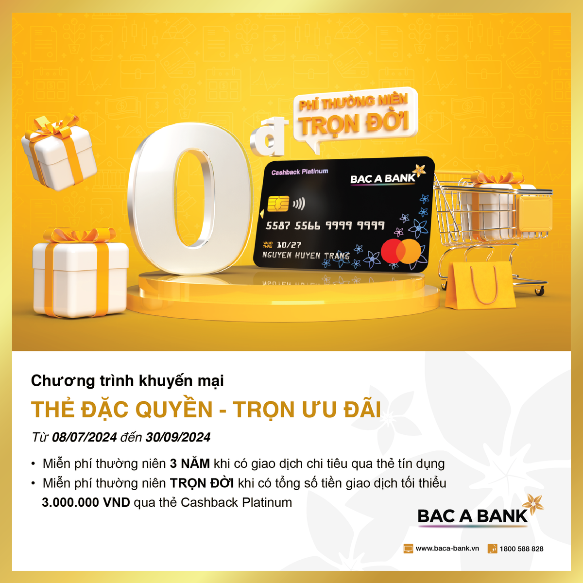 BAC A BANK miễn phí thường niên trọn đời cho chủ thẻ tín dụng BAC A BANK mien phi thuong nien tron doi cho chu the tin dung