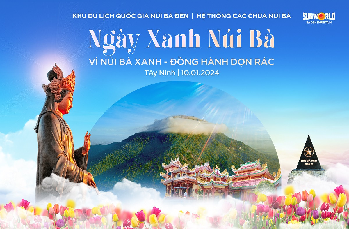 Khoi dong chien dich Ngay Xanh Nui Ba: Phat tu chung tay lam sach Nui Ba Den
