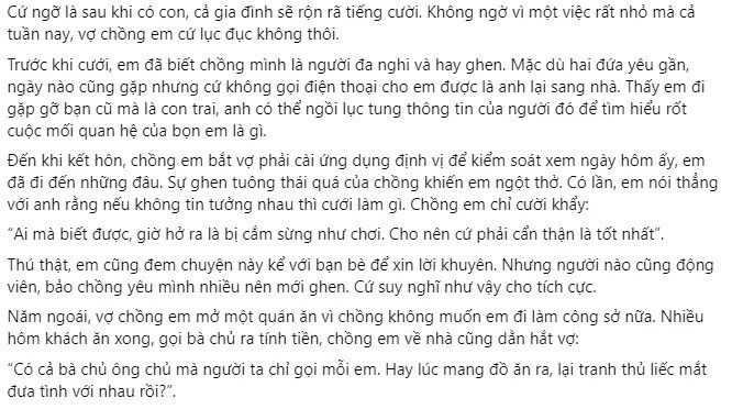 Chong mai choi, vo nho nguoi dua di de lien bi nghi gian tinh