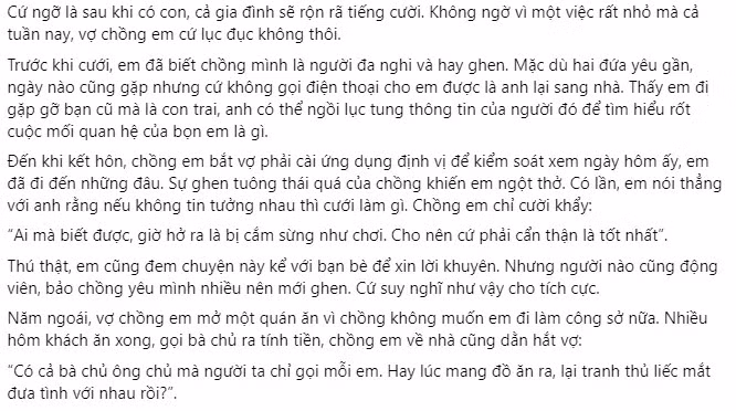 Chong mai choi, vo nho nguoi dua di de lien bi nghi gian tinh