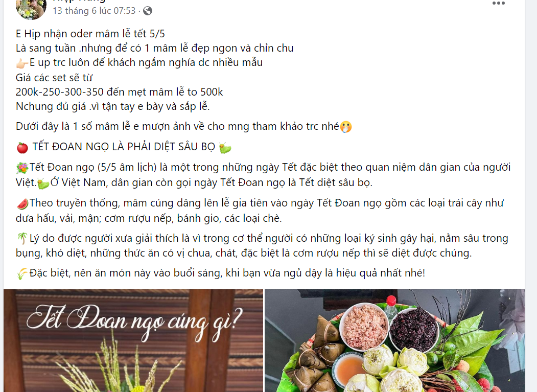 Mâm cúng Tết Đoan Ngọ tới 3 triệu, khách đặt trước cả tuần vẫn "cháy hàng" - Hình 2 Mam cung Tet Doan Ngo toi 3 trieu, khach dat truoc ca tuan van