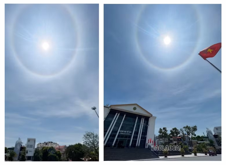 Hao quang mat troi tuyet dep xuat hien giua trua tai thanh pho Lao Cai