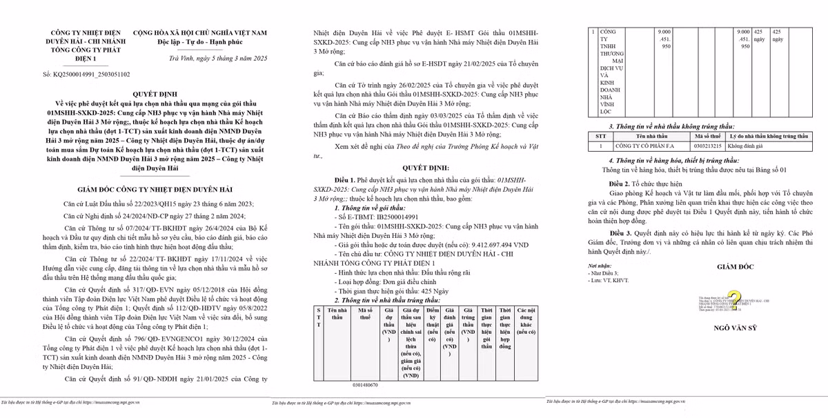 Cty Nha Vinh Loc: Nha thau quen cung cap NH3 cho Nhiet dien Duyen Hai