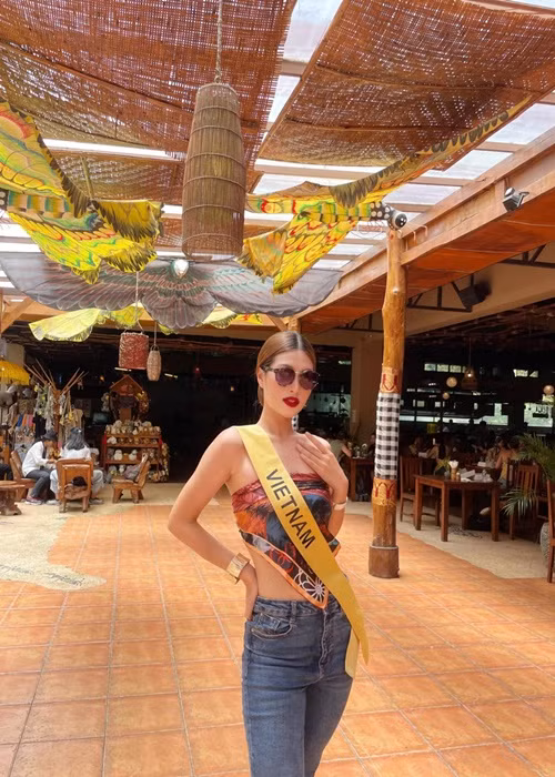 Hoa hậu Thiên Ân là người đẹp Việt có thời gian chuẩn bị ngắn nhất cho cuộc thi Hoa hậu Hòa bình Quốc tế. Ảnh: FBNV