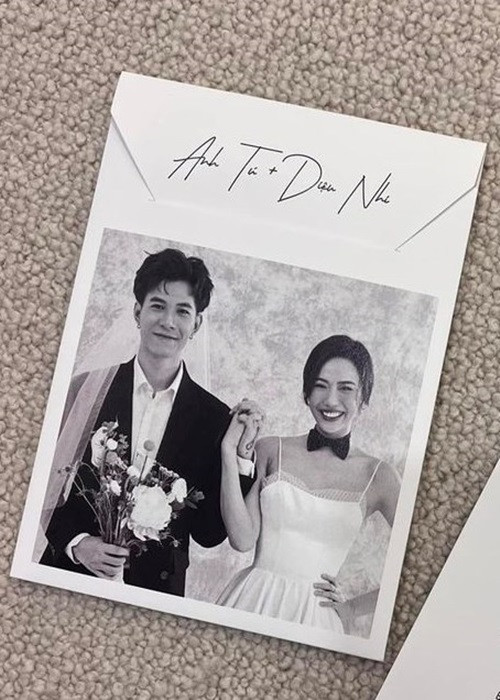 Bộ ảnh cưới của Diệu Nhi - Anh Tú đầy thú vị. Anh Tú mặc vest đeo khăn voan cô dâu, Diệu Nhi mặc váy trắng, cổ thắt nơ lịch lãm. Ảnh: Đại đoàn kết