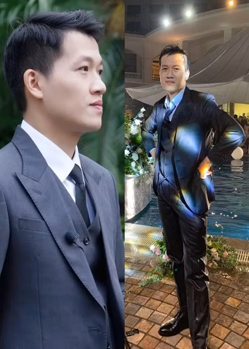 MC Trần Ngọc chia sẻ khoảnh khắc "khi đi hết mình, khi về hết hồn" trong đám cưới. Đi kèm với đó, anh viết: "Ảnh trên mạng và đồ ship đến. Chắc trong lô hàng có bịch dưa muối bị vỡ". Ảnh: FB Trần Ngọc