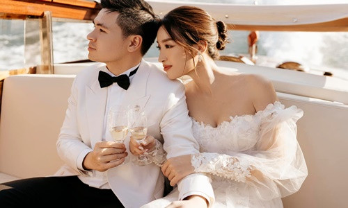 Do My Linh khoe anh cuoi voi thieu gia Do Vinh Quang