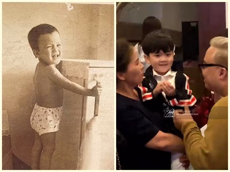 Nụ cười "cha nào con nấy" của Đàm Vĩnh Hưng và bé Polo. Ảnh: Yan, VTC