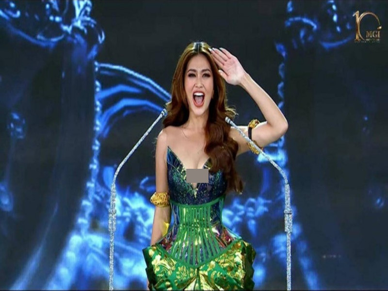 Hoa hậu Thiên Ân tự tin bước vào chung kết Hoa hậu Hòa bình Quốc tế diễn ra vào tối ngày 25/10. Ảnh: Giao thông