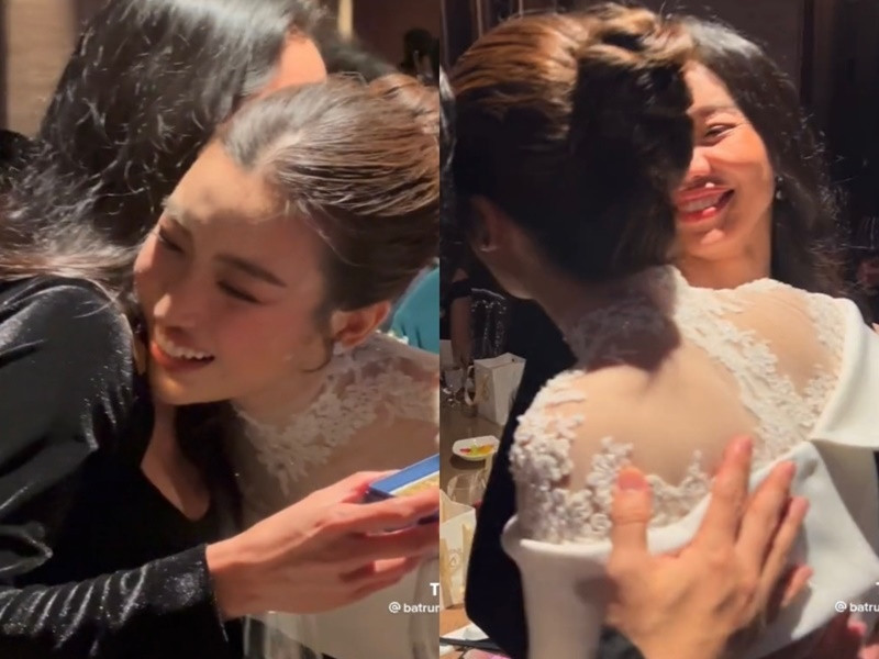 Đỗ Mỹ Linh cảm ơn "bà trùm hoa hậu". Ảnh: Yan