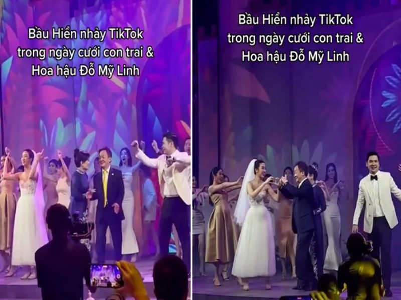 Ban đầu, bố mẹ chồng của Đỗ Mỹ Linh ngại ngùng. Thế nhưng, khi thấy không khí dần nóng lên, vợ chồng bầu Hiển cũng nhảy cùng dàn khách mời. Ảnh: Xe và thể thao