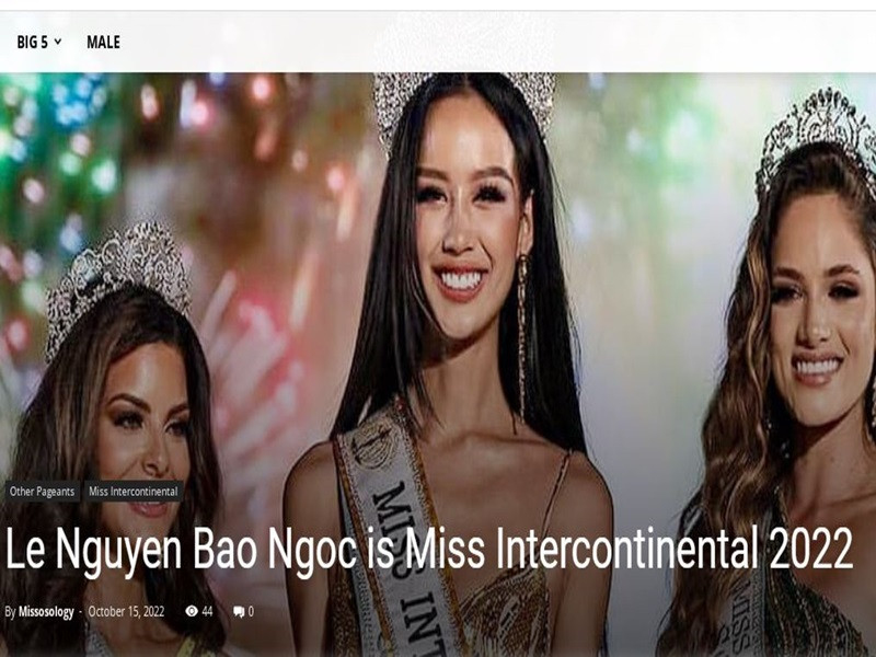 Chuyên trang sắc đẹp quốc tế Missosology đăng tải bài viết Bảo Ngọc là mỹ nhân Việt đầu tiên đăng quang Hoa hậu Liên lục địa. Cô 21 tuổi, đến từ Cần Thơ. Ảnh chụp màn hình