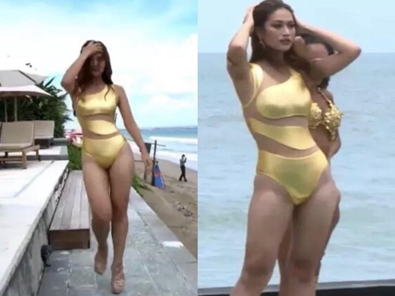 Phong độ của Thiên Ân được cho là không ổn định. Trong phần thi áo tắm, đại diện Việt Nam bị chê catwalk thiếu chuyên nghiệp, không chắc chắn, thần thái thể hiện chưa tốt. Ảnh: Vietnamnet