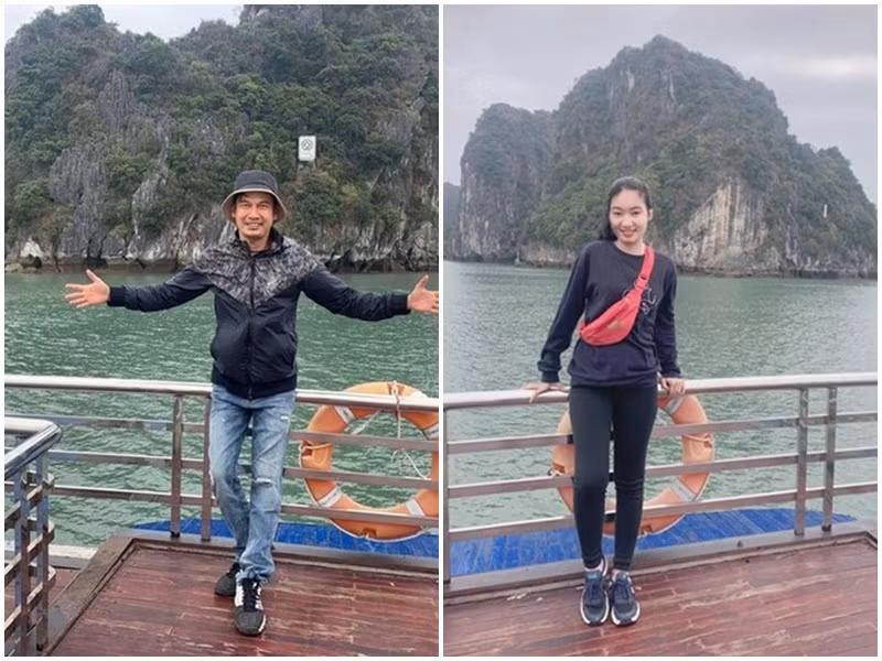 Cặp đôi đồng loạt khoe ảnh khi du lịch Hạ Long. Ảnh: Bảo vệ công lý