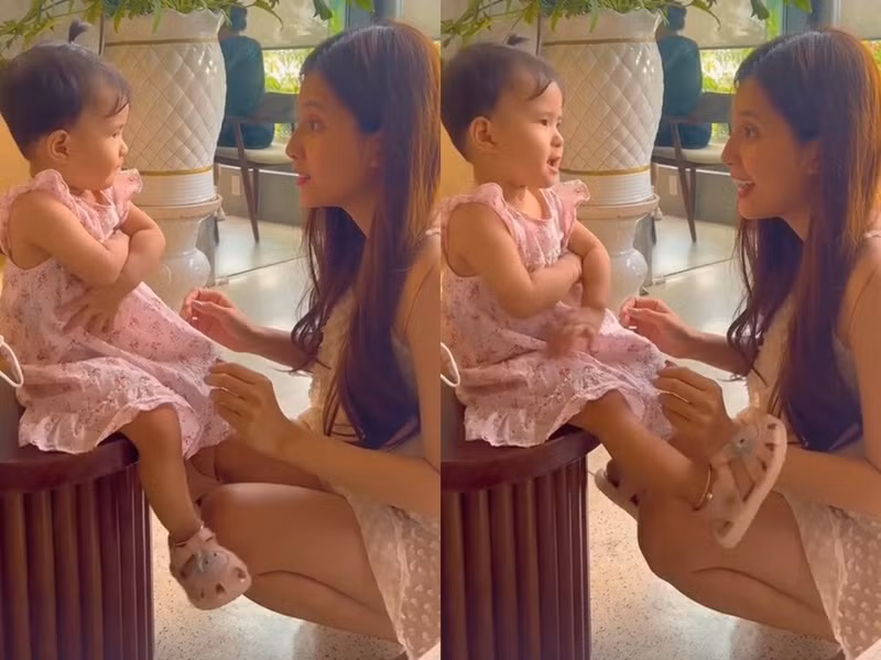 Khi nghe câu hỏi con gái càng lớn càng giống bố, cảm xúc của bản thân thế nào, Thiên An chia sẻ trên Bảo vệ công lý: "Cũng bình thường, lớn lên chắc sẽ có những nét thay đổi khác nhau".